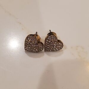 Gold and Silver Heart Stud Earrings